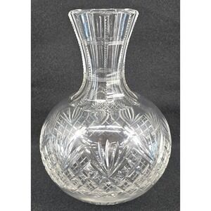Antique American Brilliant Cut Glass Crystal Vase Carafe Diamond Fan 6x8"